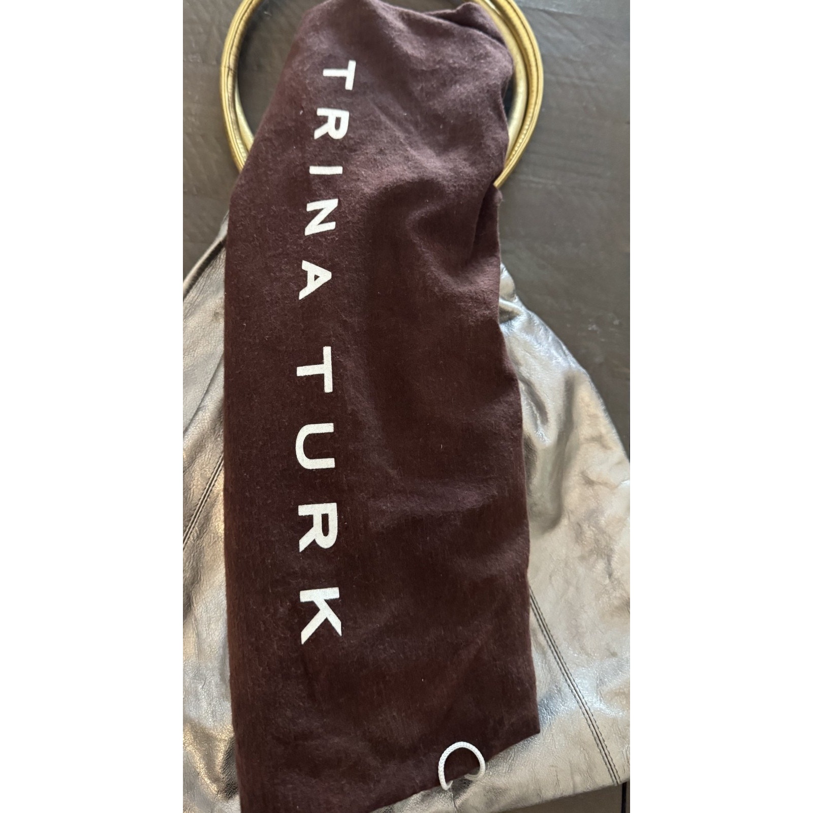 Vintage Y2k Trina Turk Gold/Silver Metallic Leather Satchel Shoulder Bag — image 3 of 7